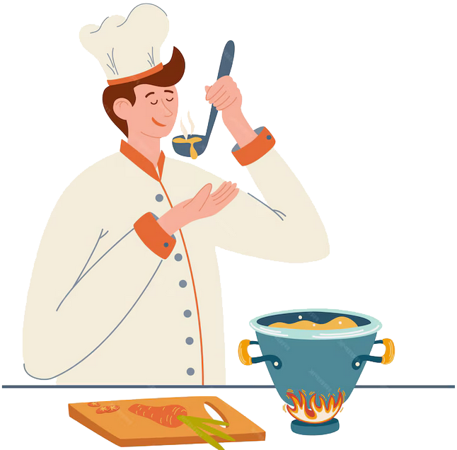 happy chef cooking for web development